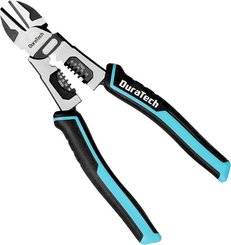 DURATECH 4-in-1 Diagonal Cutting Pliers, 8" Multifunction Heavy Duty Side-Cutting Pliers with Wire Stripper, Wire Cutters with Ergonomic Handle for Electricians and Homes - Image 1